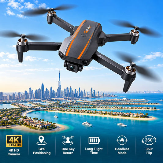 4K HD Foldable Camera Drone with LCD Screen Remote & 360° Flip