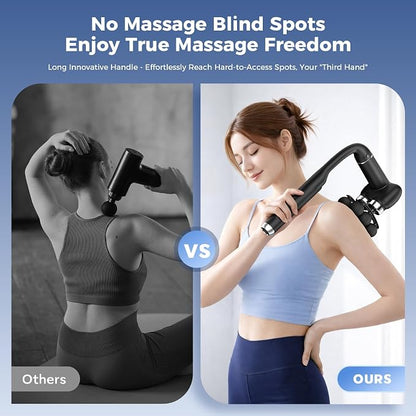6-Head Massage Gun with Extension Handle | Deep Tissue Percussion Massager for Neck, Shoulder, Back & Legs