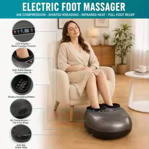4D Foot Massager Machine with 360° Air Compression & Heat Therapy | Electric Foot & Leg Massager