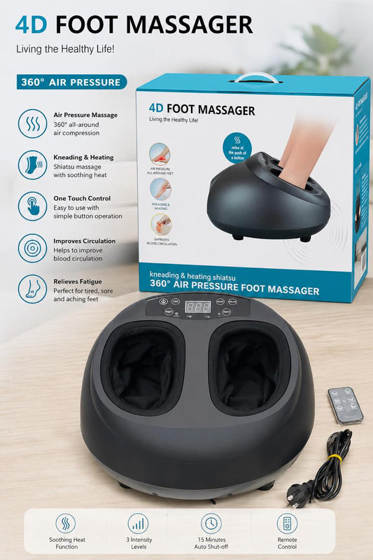 4D Foot Massager Machine with 360° Air Compression & Heat Therapy | Electric Foot & Leg Massager