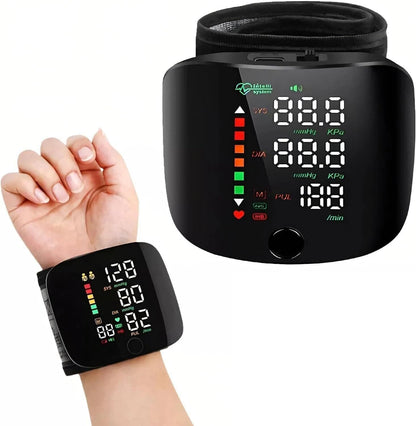 Rechargeable Wrist Blood Pressure Monitor – Digital LED Display with Memory