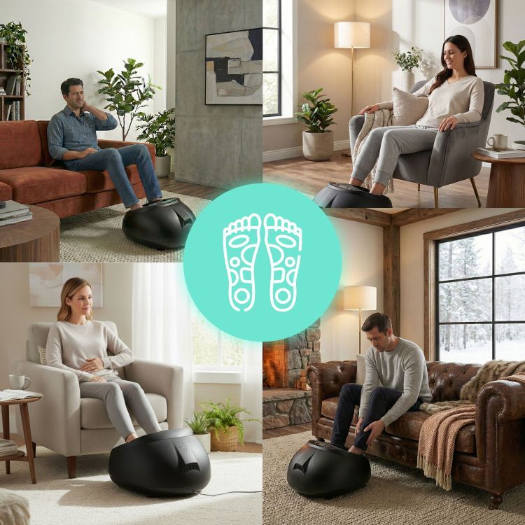 4D Foot Massager Machine with 360° Air Compression & Heat Therapy | Electric Foot & Leg Massager