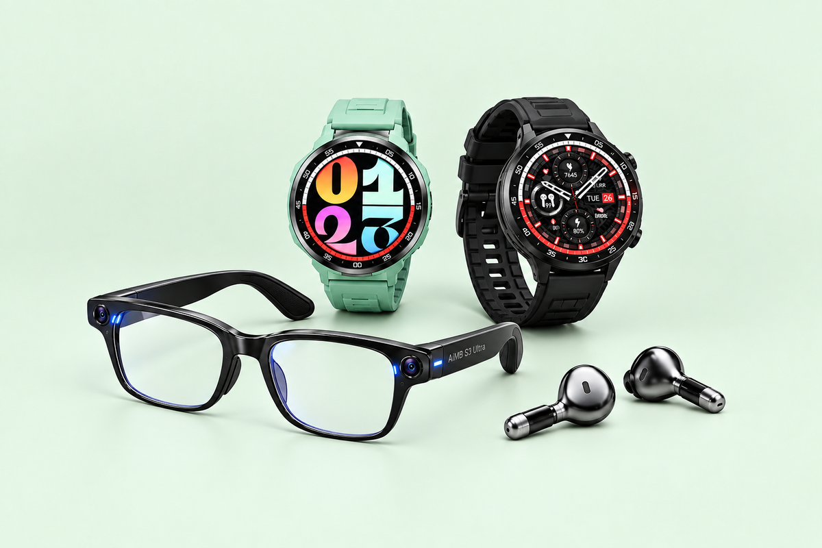 AI Smart Glasses & Smartwatch with Earbuds Bundle | AiMB S3 + Smartbarry A80 Combo Offer