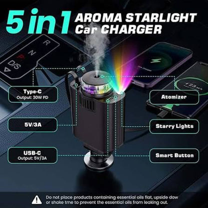 5-in-1 Car Charger 38W | Fast Charging USB-C Car Adapter