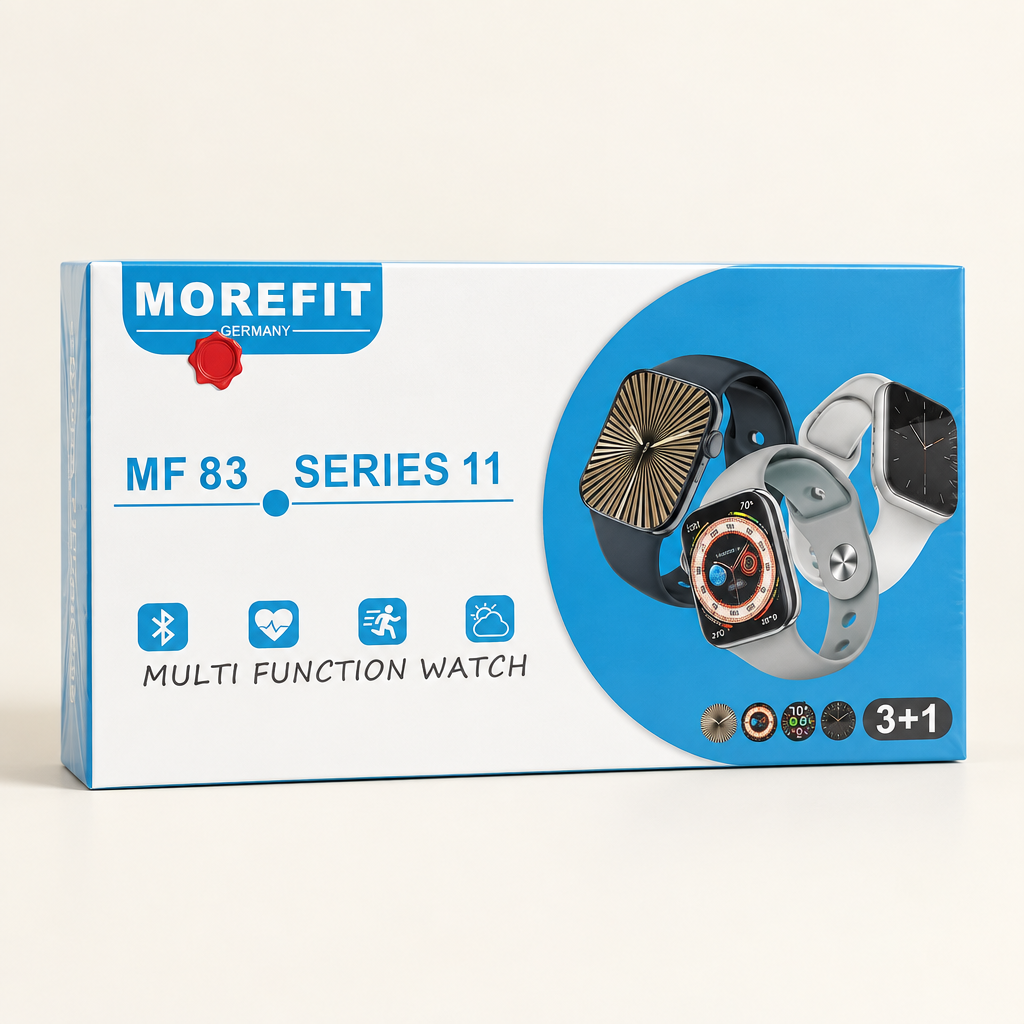 Morefit MF 83 Series 11 smartwatch kit retail box, clean front view
