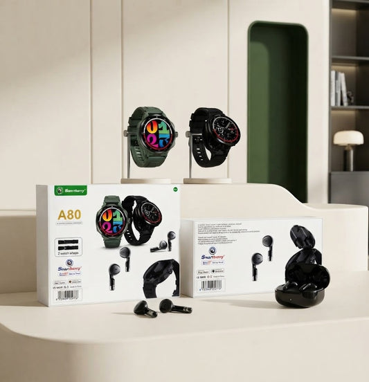 Smartbarry A80 Smartwatch with Built-in TWS Earbuds | Fitness Tracker