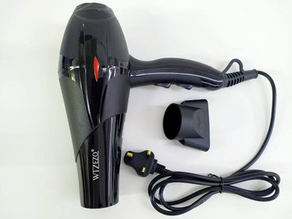 WTZEZO Hair Dryer WT-2060 – Fast Drying with Concentrator Nozzle | Black