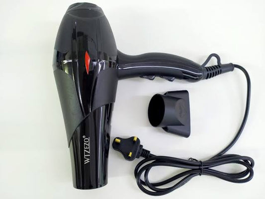 WTZEZO Hair Dryer WT-2060 – Fast Drying with Concentrator Nozzle | Black